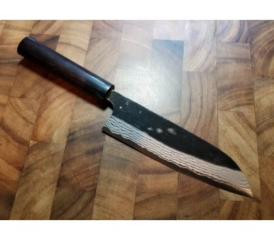 Anryu Santoku ніж Shirogami (White) No. 2 Kurouchi Damascus 165mm 