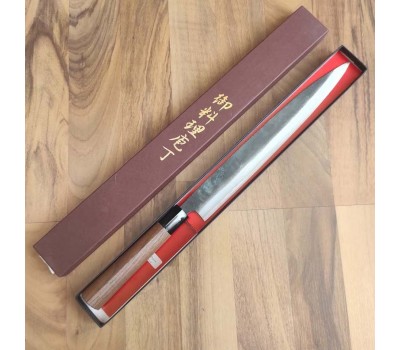 HONMAMON "MOTOKANE" Sashimi Hocho Янагіба, вуглецева сталь Aogami # 1, 3 шари, клинок 270 мм (подвійний скіс) , Японія 