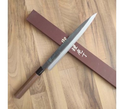 HONMAMON "MOTOKANE" Sashimi Hocho Янагіба, вуглецева сталь Aogami # 1, 3 шари, клинок 270 мм (подвійний скіс) , Японія 
