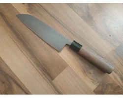HONMAMON Дамаська сталь, Aogami # 2 Santoku 180 мм-foto5