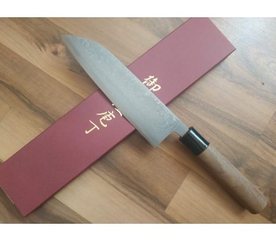 HONMAMON  Дамаська сталь, Aogami # 2 ніж (Santoku) 180 мм