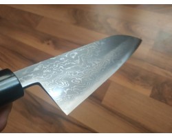HONMAMON Дамаська сталь, Aogami # 2 Santoku 180 мм-foto3
