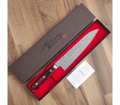 Yoshimi Kato  SG2 японський кухарський ніж Шеф 210мм Чорний Дамаск