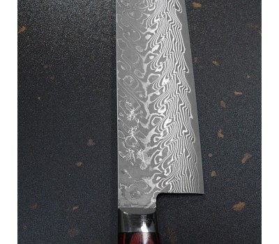 Yoshimi Kato  SG2 японський кухарський ніж Шеф 210мм Чорний Дамаск