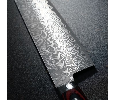 Yoshimi Kato  SG2 японський кухарський ніж Шеф 210мм Чорний Дамаск