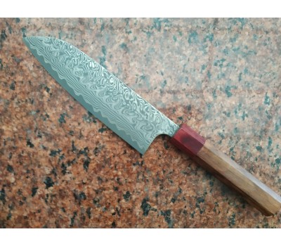 Yoshimi Kato  SG2 японський кухарський ніж Сантоку 170мм Чорний Дамаск