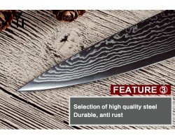 XYj Damascus Gyuto, шеф ніж, 193мм-foto3