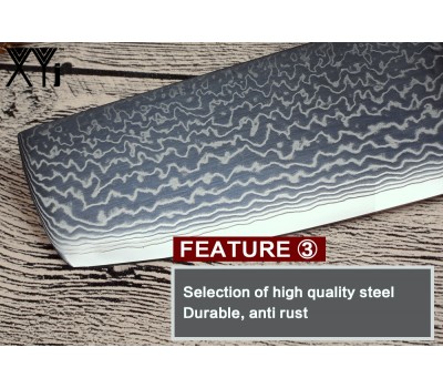 XYj Damascus Nakiri, ніж для нарізки, 165мм