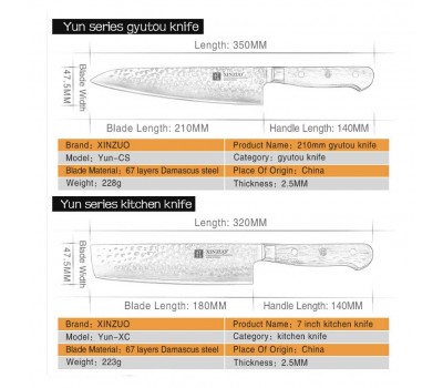 Набір кухонних ножів Xinzuo Yun 4 шт 