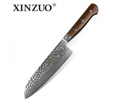 Xinzuo Yun Damascus Santoku knife 180mm