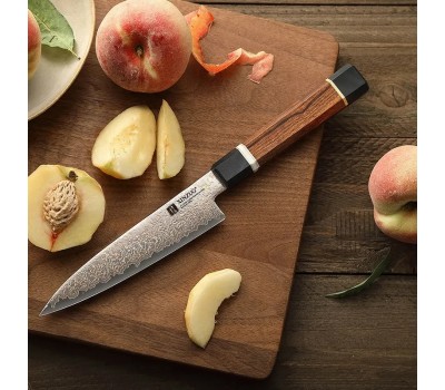 Xinzuo ZHEN ніж (Petty) 138mm сталь 12Cr18MoV в обкладках з кольорового дамаску