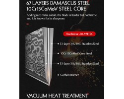 HEZHEN MS Damascus Gyuto, шеф ніж, 210мм-foto6