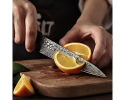 HEZHEN Retro Black Damascus Petty ніж, 130мм-foto5