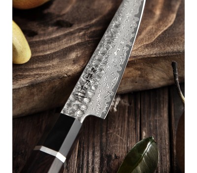 HEZHEN Retro Black Damascus Petty, універсальний ніж, 130мм