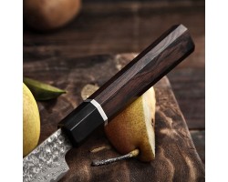 HEZHEN Retro Black Damascus Petty ніж, 130мм-foto4