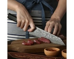 HEZHEN Retro Black Damascus, шеф ніж, 210мм-foto2