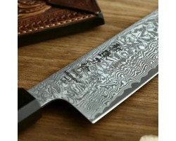 HEZHEN Retro Black Damascus, шеф ніж, 210мм-foto3