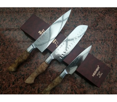 Набір кухонних ножів HEZHEN Master series Damascus 3 шт