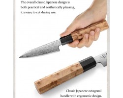HEZHEN Aogami Damascus Овочевий ніж 106 mm-foto5