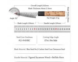 HEZHEN Aogami Damascus Овочевий ніж 106 mm-foto2