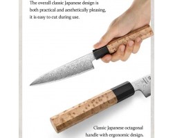 HEZHEN Aogami Damascus Універсальний ніж 135 mm-foto4