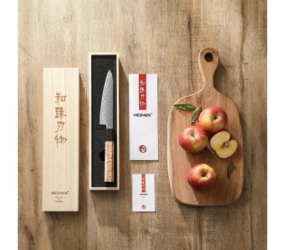 HEZHEN Aogami Blue Steel No.2 Damascus Універсальний ніж 135 mm