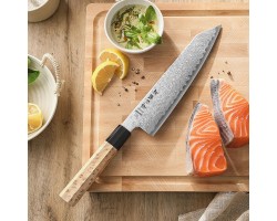 HEZHEN Aogami Damascus Бунка ніж 215 mm-foto6