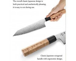 HEZHEN Aogami Damascus Бунка ніж 215 mm-foto5