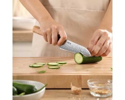 HEZHEN Aogami Damascus Сантоку ніж 140 mm-foto6