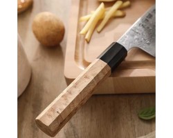 HEZHEN Aogami Damascus Сантоку ніж 140 mm-foto9