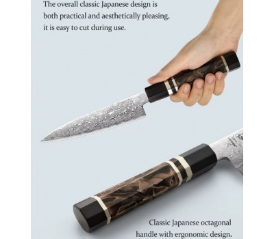 HEZHEN ZDP189 Damascus Petty, універсальний ніж, 141мм