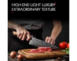 HEZHEN MS Damascus Gyuto, шеф ніж, 210мм-foto3