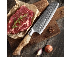 HEZHEN MS Damascus Santoku, Сантоку ніж, 180мм-foto6