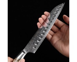 HEZHEN MS Damascus Santoku, Сантоку ніж, 180мм-foto7