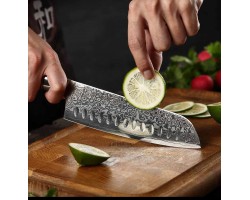 HEZHEN MS Damascus Santoku, Сантоку ніж, 180мм-foto3