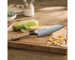 HEZHEN Aogami Damascus Сантоку ніж 185 mm-foto7