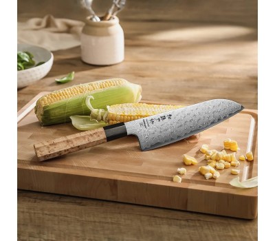 HEZHEN Aogami Blue Steel No.2 Damascus Сантоку ніж 185 mm