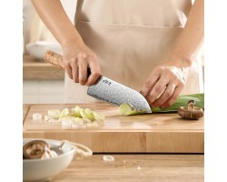 HEZHEN Aogami Damascus Сантоку ніж 185 mm-foto6