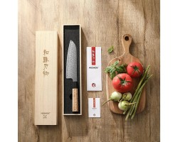 HEZHEN Aogami Damascus Сантоку ніж 185 mm-foto4
